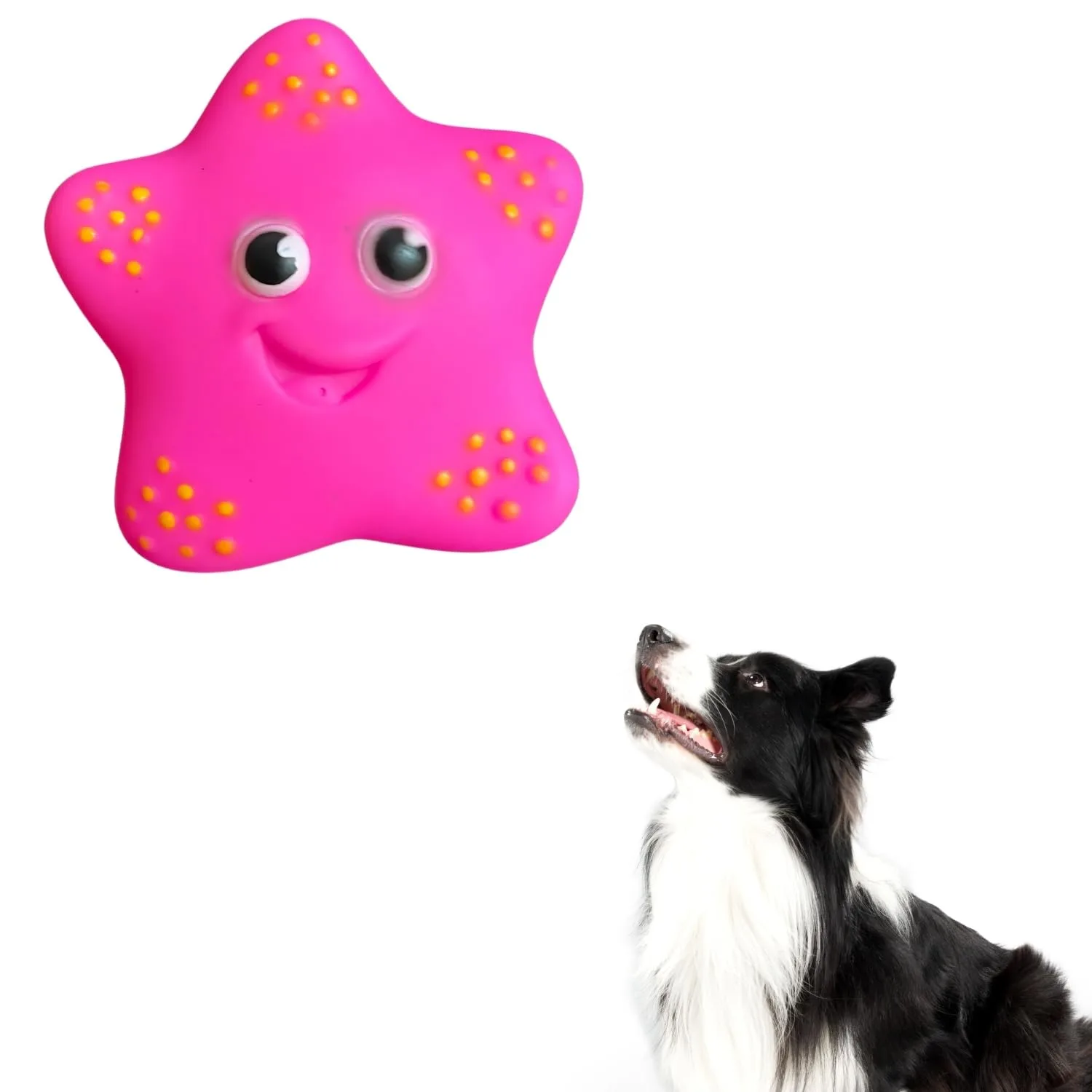 Starfish Squeaky Dog Toy | Soft Chew Toy with Smiley Face for Dogs & Puppies - Image 3