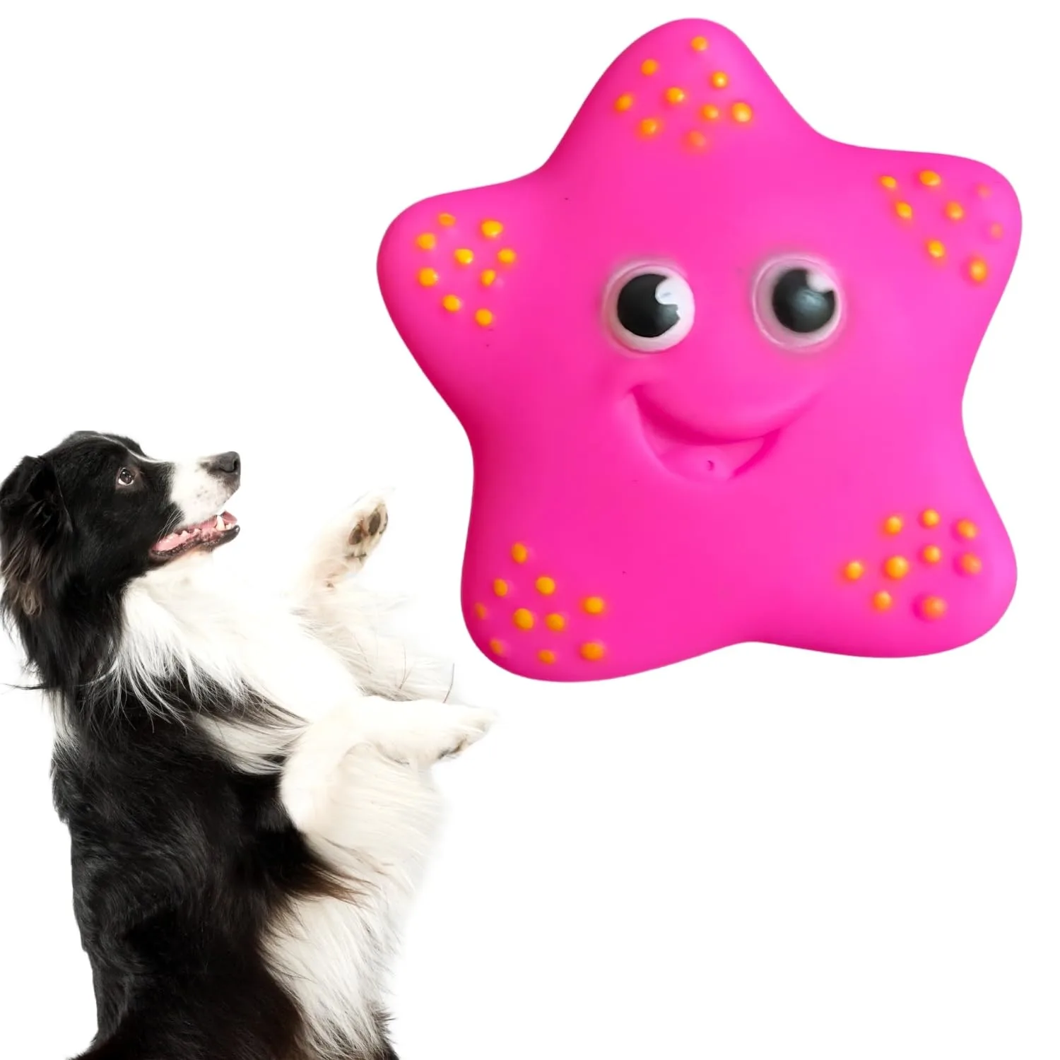 Starfish Squeaky Dog Toy | Soft Chew Toy with Smiley Face for Dogs & Puppies - Image 2