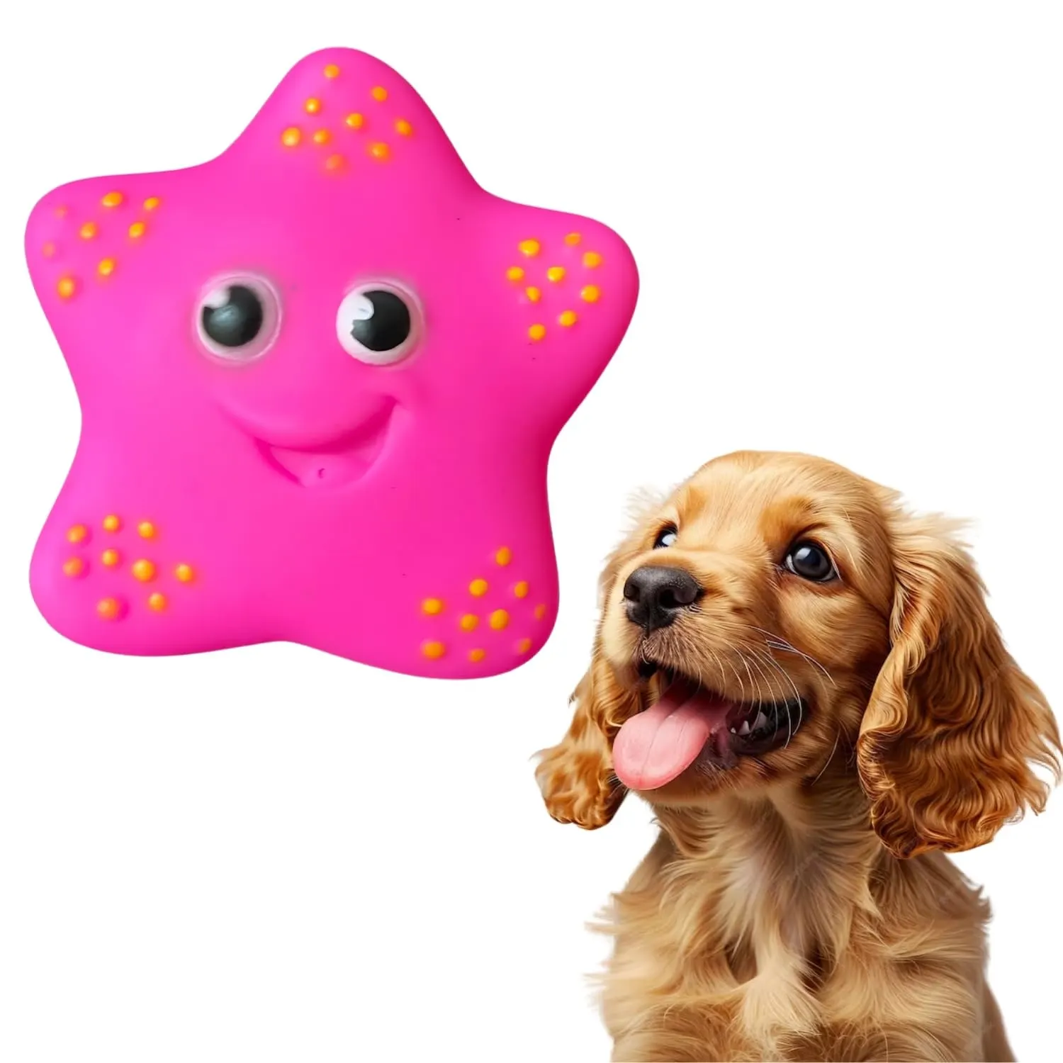Starfish Squeaky Dog Toy | Soft Chew Toy with Smiley Face for Dogs & Puppies